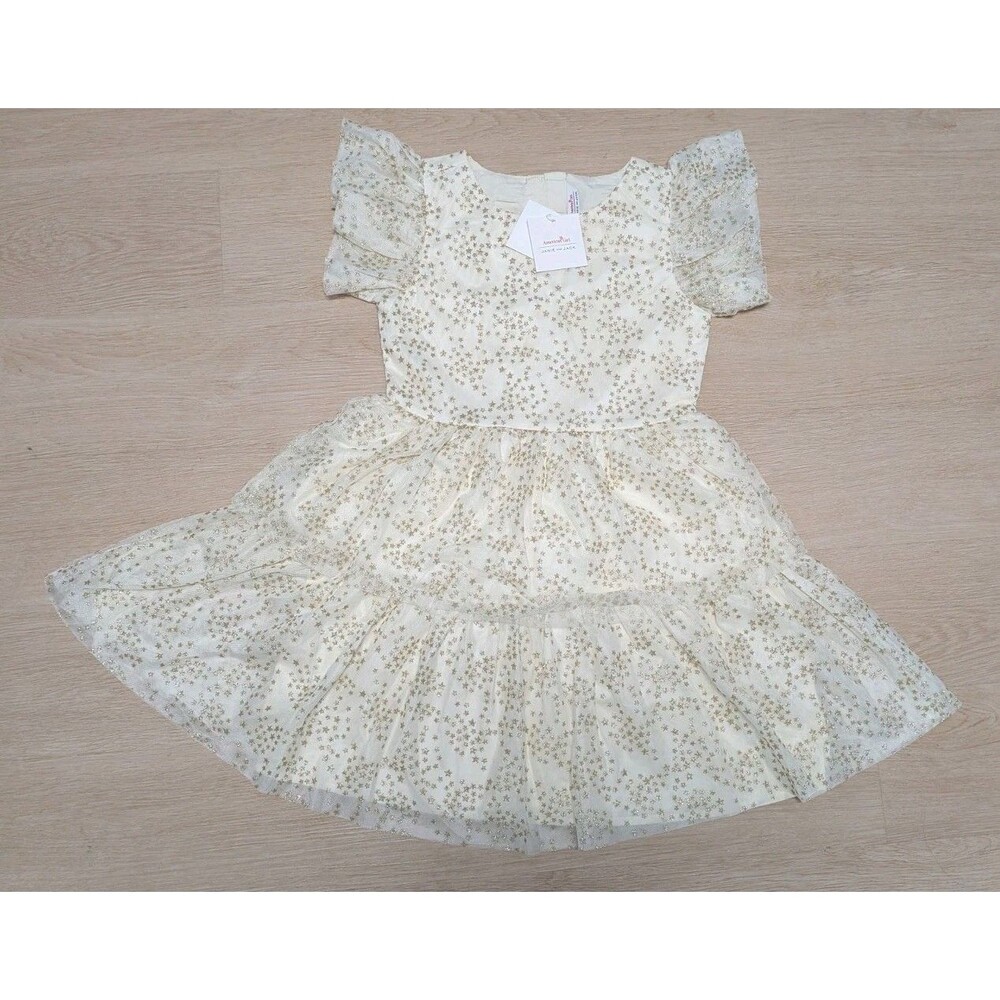 American Girl Janie and Jack Sparkly Cream Celebration Dress Size 10 NWT